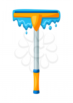 Illustration of window glass scraper. Housekeeping cleaning item for service, design and advertising.