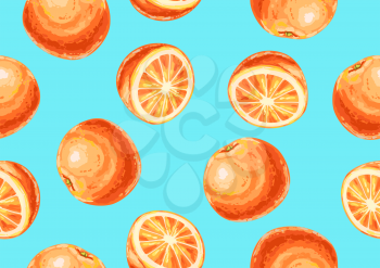 Seamless pattern with oranges and slices. Summer fruit decorative illustration.