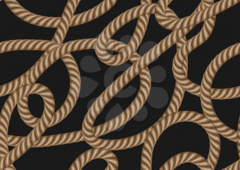 Seamless pattern with marine rope. Nautical string decorative background.
