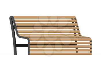 Wooden bench illustration. Image icon of seat for parks and squares.