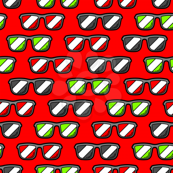 Seamless pattern with cartoon sunglasses. Urban colorful teenage creative background. Fashion symbol in modern comic style.