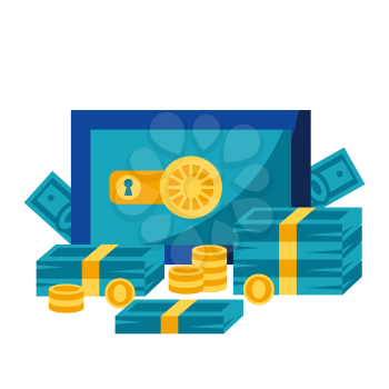 Illustration of wallet and money. Banking concept with finance items.