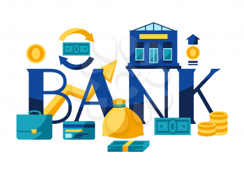 Banking illustration with money icons. Business concept with finance items.