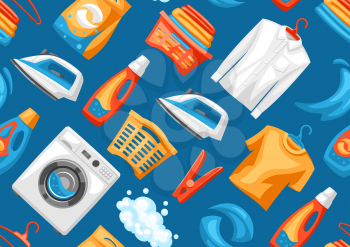 Laundry service seamless pattern with professional items. Washing and cleaning background.