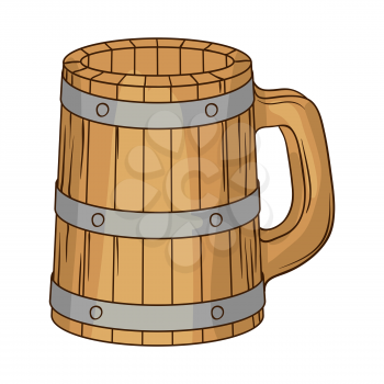 Illustration of wooden beer mug. Image for pubs and restaurants.