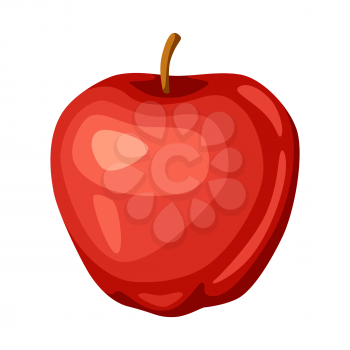 Illustration of sweet red ripe apple. Agricultural farm item. Isolated fruit.