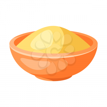 Illustration of stylized plate of porridge. Icon in carton style.