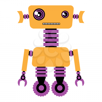 Illustration of funny robot. Cute little mechanical machine.