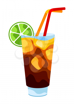 Long Island cocktail illustration. Stylized image of alcoholic beverage.
