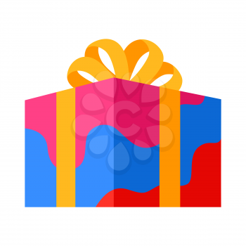 Illustration of gift box. Colorful present for celebration, discount or promotion.