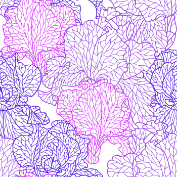 Seamless pattern with violet irises. Beautiful decorative stylized summer flowers.