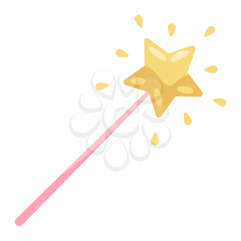 Illustration of magic wand. Stylized picture for decoration children holiday and party.