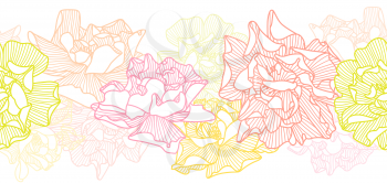 Seamless pattern with delicate roses. Beautiful decorative stylized summer flowers.