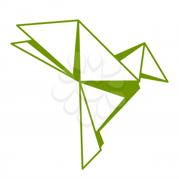 Illustration of origami bird. Paper symbolic decorative object.