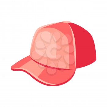 Illustration of red baseball cap. Summer fashion accessory.