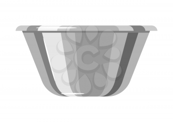 Illustration of steel cooking bowl. Stylized kitchen and restaurant utensil item.