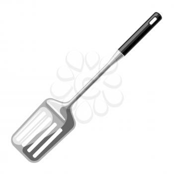 Illustration of steel cooking spatula. Stylized kitchen and restaurant utensil item.