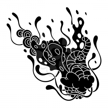 Print with slime and tentacles. Urban black abstract cartoon illustration.