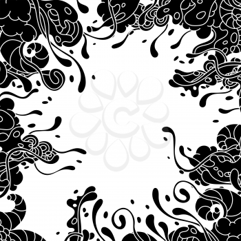 Background with slime and tentacles. Urban black abstract cartoon illustration.