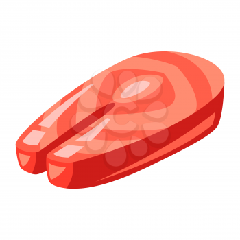 Illustration of stylized salmon steak. Fish icon. Food product.