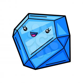 Kawaii cute illustration of jewel stone. Gem or crystal funny character.