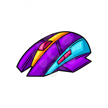 Illustration of gaming mouse. Cyber sports, computer games, fun recreation. Teenage creative illustration. Trendy symbol in modern cartoon style.