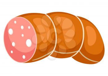 Illustration of sausage. Adversting icon or image for butcher shops and industries.