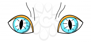 Illustration of blue cat eyes. Cartoon funny icon.
