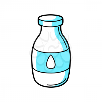 Illustration of plastic milk bottle. Cartoon funny icon.