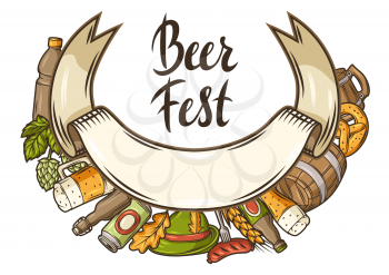 Illustration for beer festival or Oktoberfest. Background design for pub or bar menu and flyers.