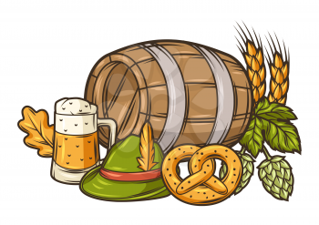 Illustration for beer festival or Oktoberfest. Background design for pub or bar menu and flyers.