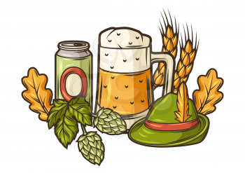 Illustration for beer festival or Oktoberfest. Background design for pub or bar menu and flyers.