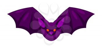 Cartoon illustration of flying vampire bat. Happy Halloween celebration. Image for holiday and party.