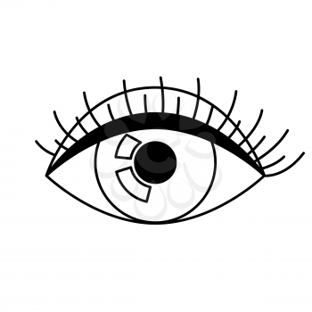 All seeing eye symbol. Decorative tattoo art. Isolated vector illustration. Black and white image.
