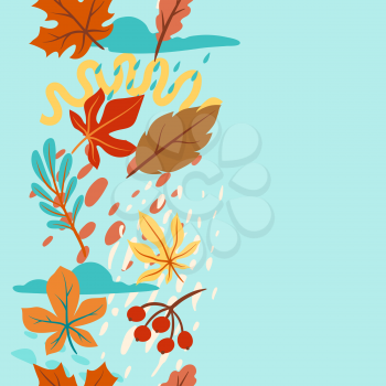 Seamless floral pattern with autumn foliage. Background of falling abstract leaves.