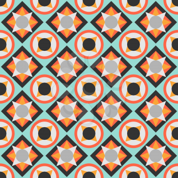 Ceramic tile abstract pattern. Geometric simple motif. Ethnic folk ornament. Mexican talavera, portuguese azulejo or spanish majolica.