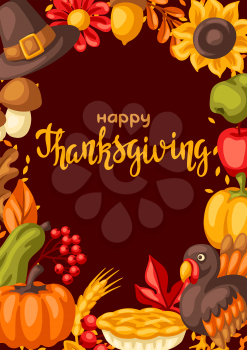 Happy Thanksgiving Day frame. Design with holiday objects. Celebration traditional symbols.