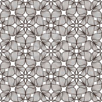 Ceramic tile seamless pattern with wave line curls. Mediterranean porcelain pottery. Monochrome stripes texture.