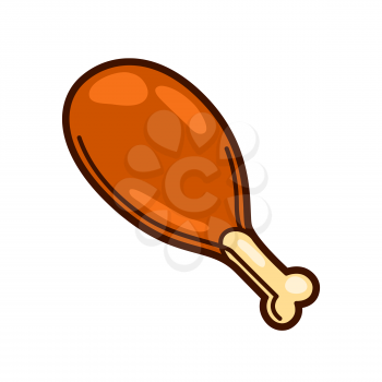 Illustration of chicken leg. Food item for bars, restaurants and shops. Icon or promotional image.
