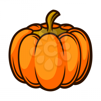 Illustration of fresh ripe pumpkin. Autumn harvest of vegetables. Food item for farms, markets and shops. Icon or promotional image.