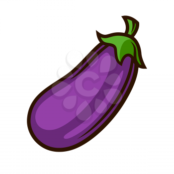 Illustration of fresh ripe eggplant. Autumn harvest of vegetables. Food item for farms, markets and shops. Icon or promotional image.