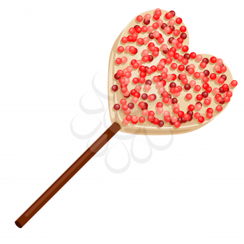 Illustration of lolipop heart. Food item for bars, restaurants and shops. Icon or promotional image.