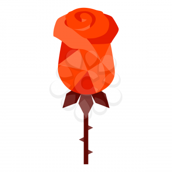 Illustration of rose. Icon in abstract style. Bright image for cards and posters.