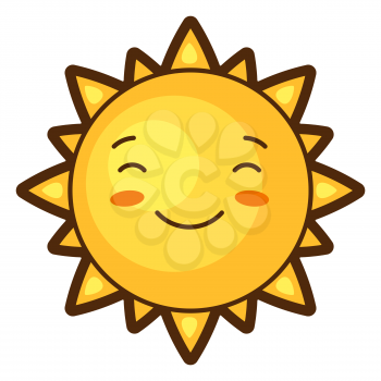 Illustration of sunin cartoon style. Cute funny character. Symbol in comic style.