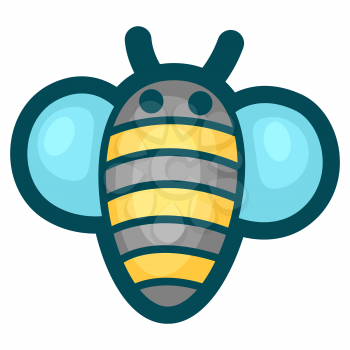 Illustration of bee in cartoon style. Cute funny character. Symbol in comic style.