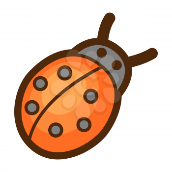 Illustration of ladybug in cartoon style. Cute funny character. Symbol in comic style.