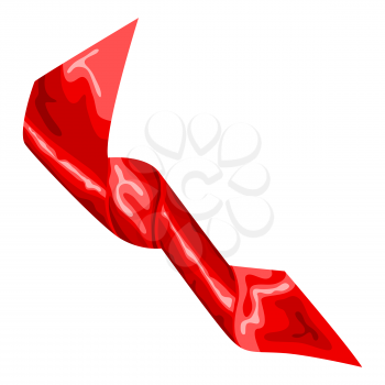 Stylized illustration of red ribbon. Image for design and decoration. Object or icon in hand drawn style.