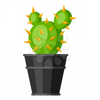 Stylized illustration of cactus in pot. Image for design and decoration. Object or icon in abstract style.