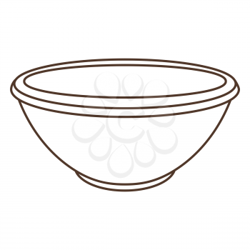 Illustration of cooking bowl. Stylized kitchen and restaurant utensil item.