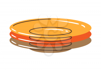 Illustration of plates stack. Stylized kitchen and restaurant utensil item.